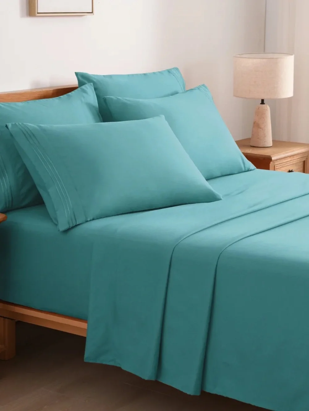 Turquoise Microfiber Queen 6 piece Sheet Set - Premium Comfort Bedding